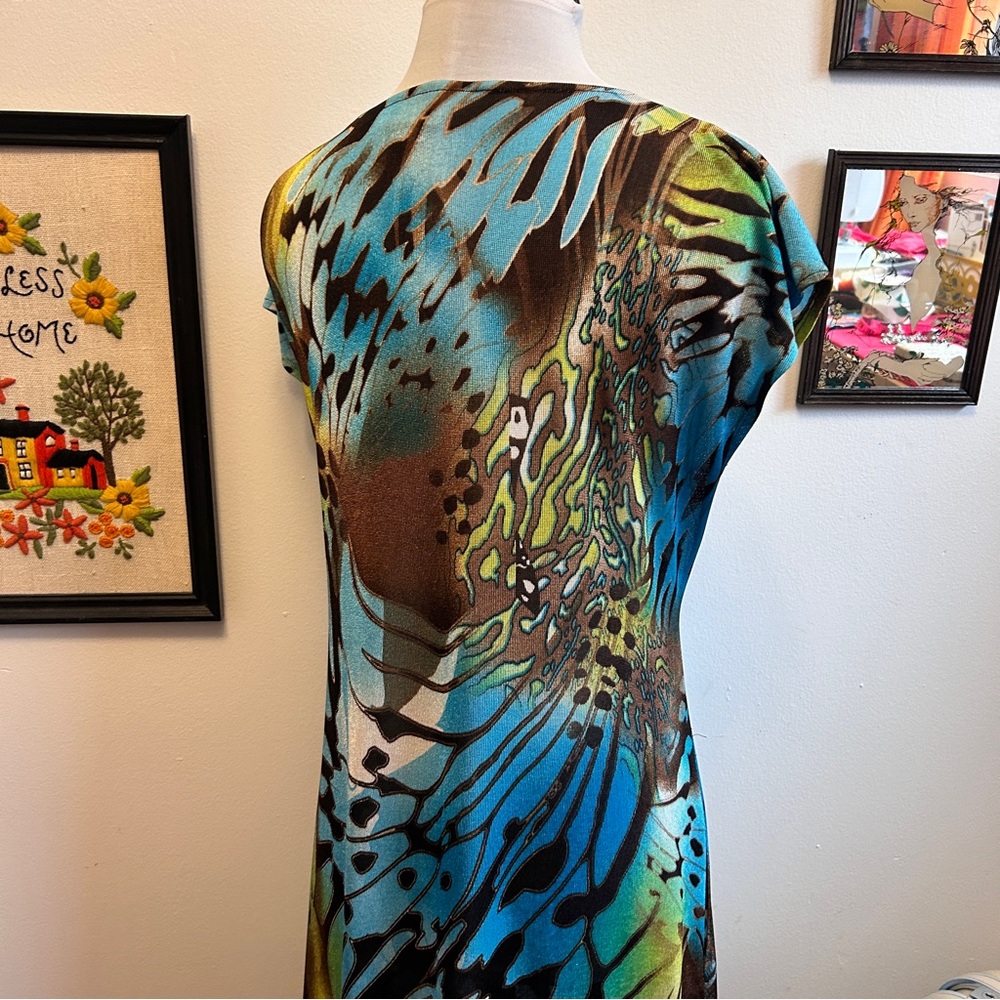 Boho Butterfly Wing Vintage 90s Y2K Glam Fairycore Artsy Twist Front Maxi Dress - Picture 8 of 15